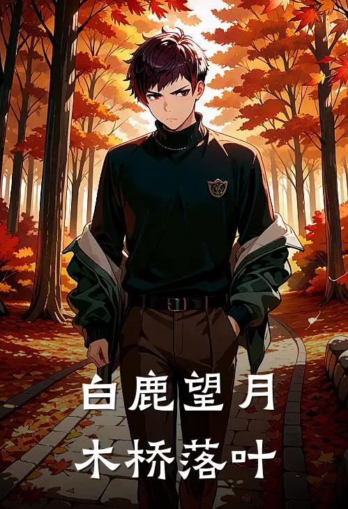 白鹿望月木桥落叶